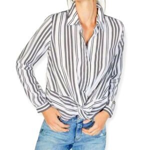 INC International Concepts Black and White Long Sleeve Button Down Shirt S EUC